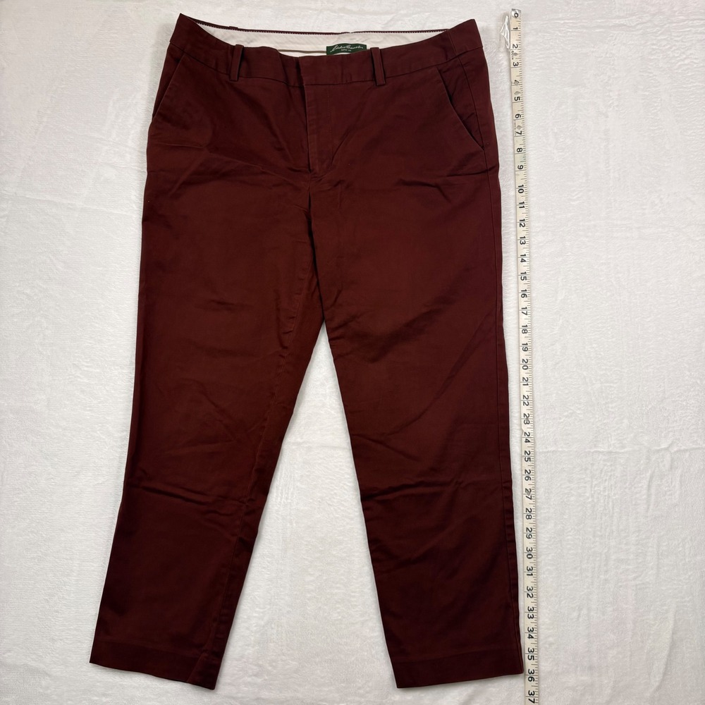 Eddie Bauer Womens Burgundy Maroon Chino Pants Straight Leg Cotton Size 12